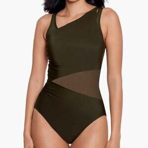 Miraclesuit NWT Azura One Piece Nori Green Size 8 Underwire Bra Top Mesh Panel